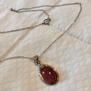 Amber Amethyst Sterling Silver Pendant with Sterling Silver Chain